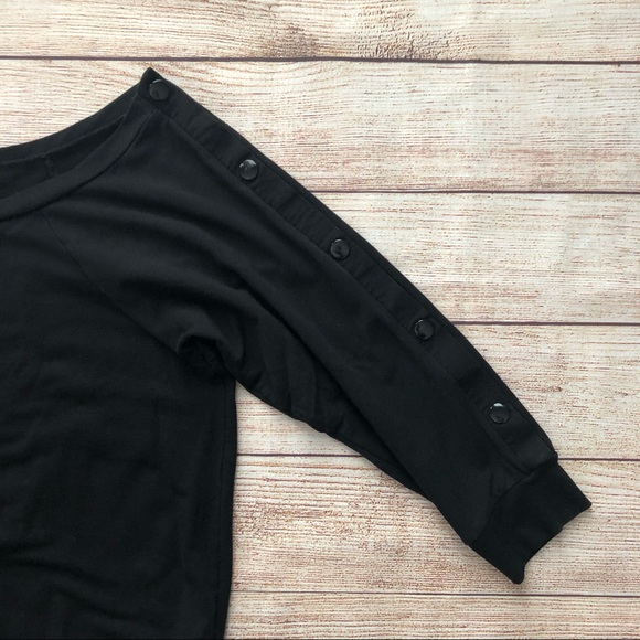 Torrid Black Terry Snap Button Off Shoulder Sweatshirt Size 5 - Picture 2 of 6